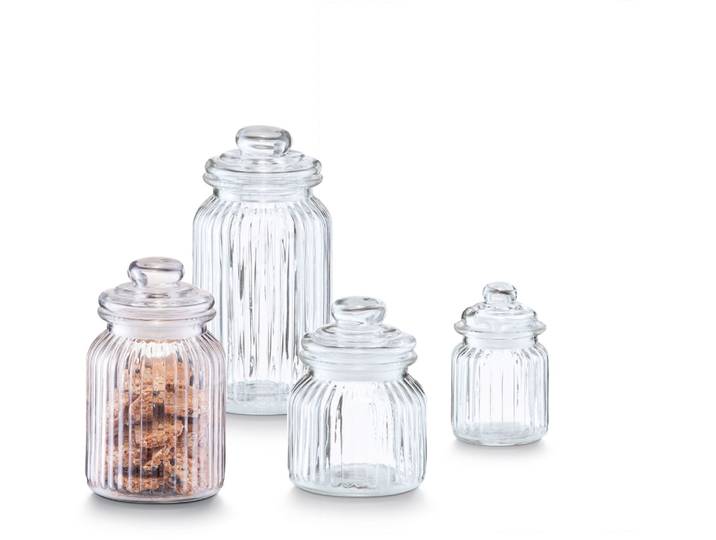 Vorratsglas ZELLER PRESENT Nostalgie , transparent, Glas, Lebensmittelaufbewahrungsbehälter, Vorratsglas, nostalgisches Design
