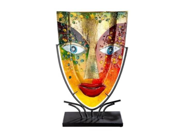 GILDE GlasArt decoratieve vaas - Gezichtsblauw oogglas - Decoratie woonkamer - Hoogte 47 cm