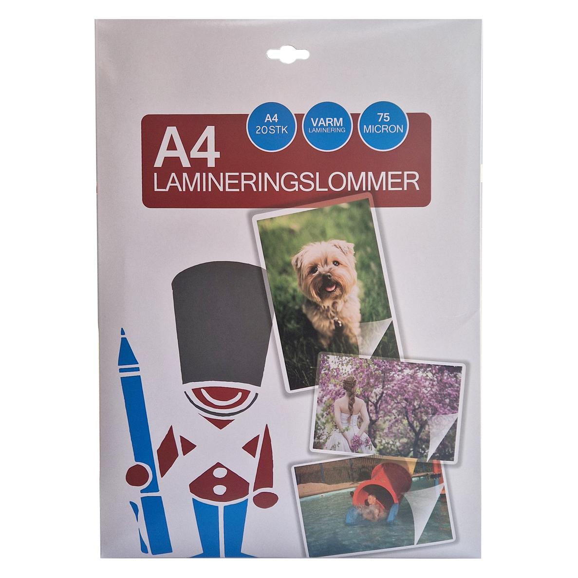 Default Lamineringslomme A4, 75 micron. 20 stk (A4, 20 Stk., 75 µm) (OFF60)