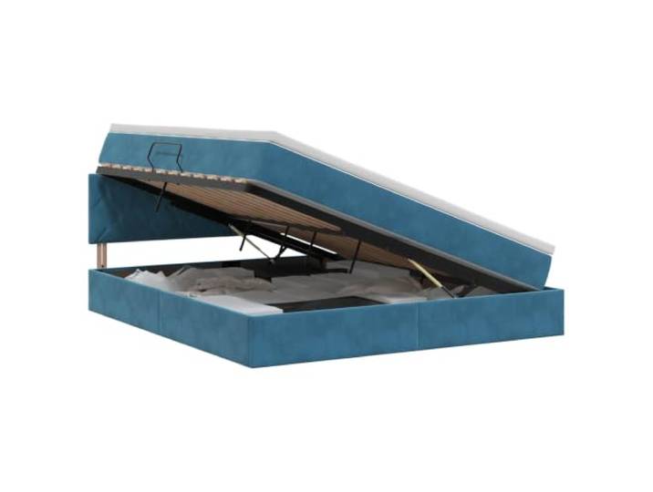 KTHLBRH Bett mit Stauraum, dunkelblau, 160 x 200 cm, Samt Hydraulisches Heben, Platz unter der Matratze, quadratische Griffe, minimalistischer Stil, modernes Schlafzimmer