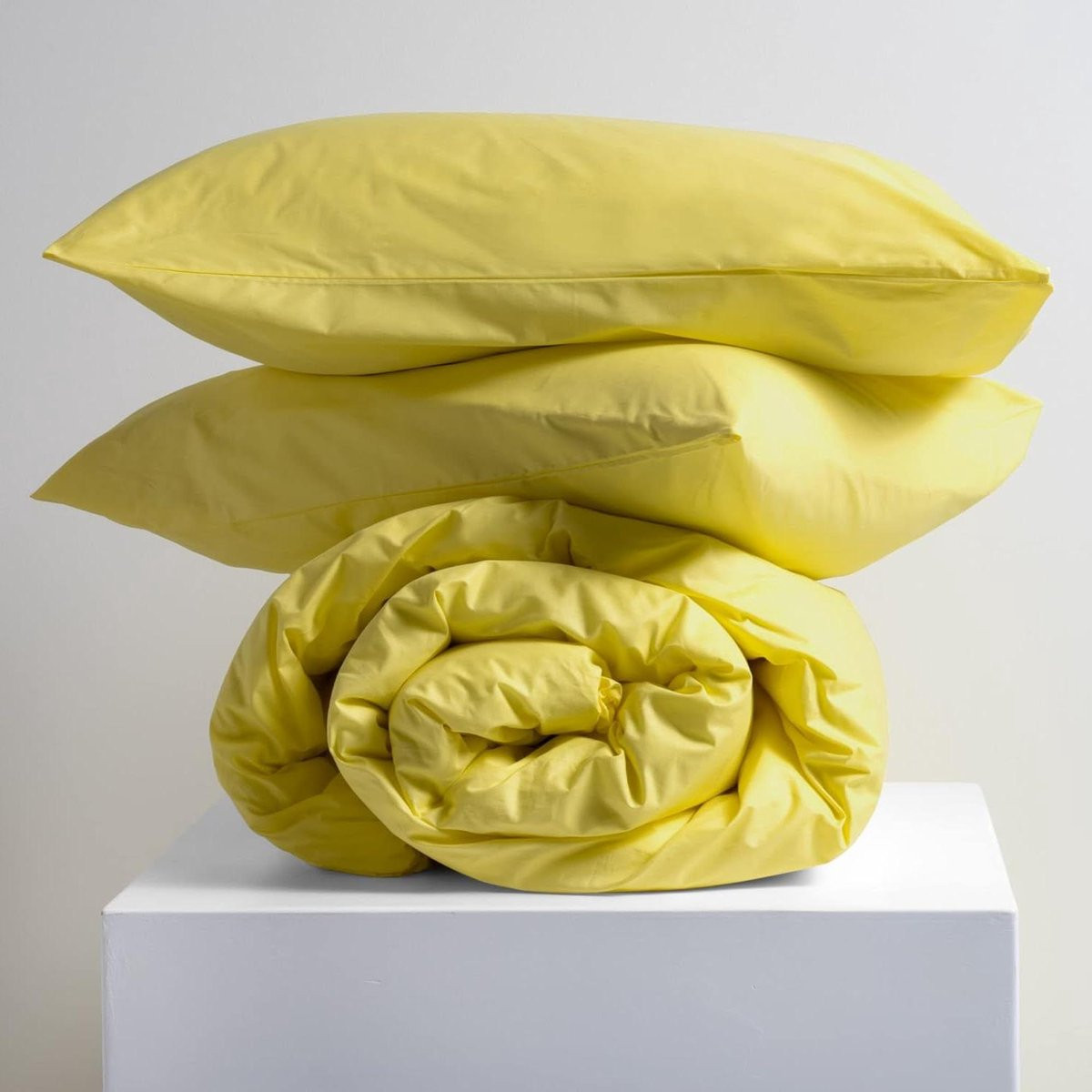 Geel katoenen beddengoedset met dekbedovertrek, 250 x 240 cm