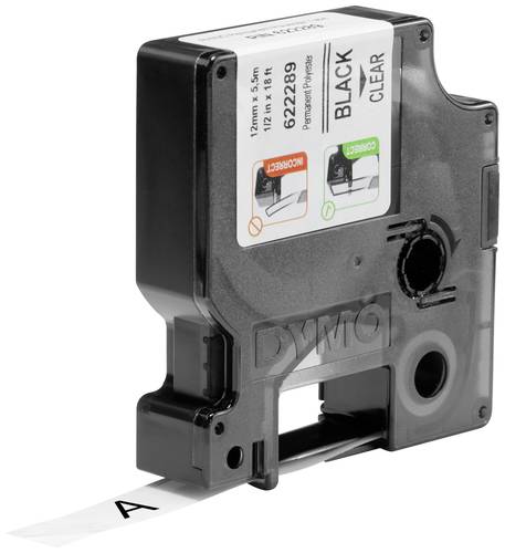 DYMO IND RHINO 622289 Polyester Bandfarbe: Transparent Schriftfarbe:Schwarz 12mm 5.5m
