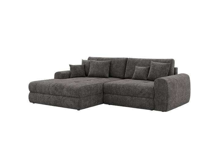 ECKSOFA ARELIA L - Dunkelgrau Schenille grob gewebt - Links Seite