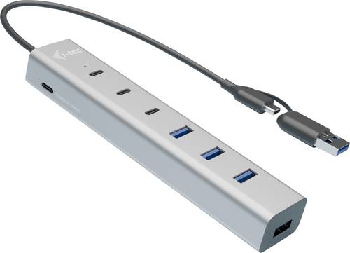 I-tec CAHUBMETAL7 USB-Hub 4+3 Port USB-A, USB-C USB 3.1 Gen1 5 GBit/s Grau CAHUBMETAL7