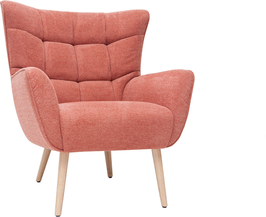 Miliboo Skandinavischer Sessel in terrakotta Stoff (Lachs-farbe) und Holz AVERY