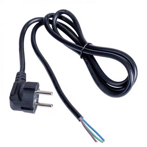 Akyga Strom Anschlusskabel [1x offene Kabelenden - 1x Schutzkontakt-Winkelstecker] 1.50m Schwarz