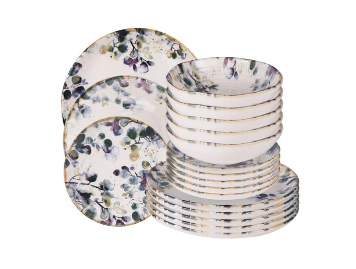 Service d'assiettes 18 pièces multicolore en faïence