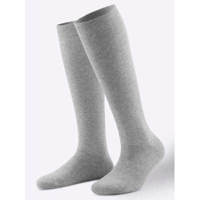 Kompressionsstrümpfe WÄSCHEPUR, Damen, Gr. 135, Normalgrößen, grau (grau, meliert), 60% Baumwolle, 28% Polyamid, 12% Elasthan, Socken Kompressionsstrümpfe