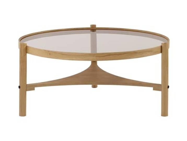 ASIR Moderner Couchtisch, 100% massives Eichenholz mit 4 mm starker Tischplatte aus gehärtetem Glas, 100 x 46 x 100 cm, skandinavisches Design, zerlegt für einfache Montage