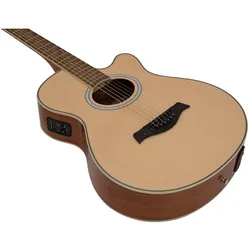 Dimavery AW-400 Westerngitarre, natur (Westerngitarre), Gitarre, Braun