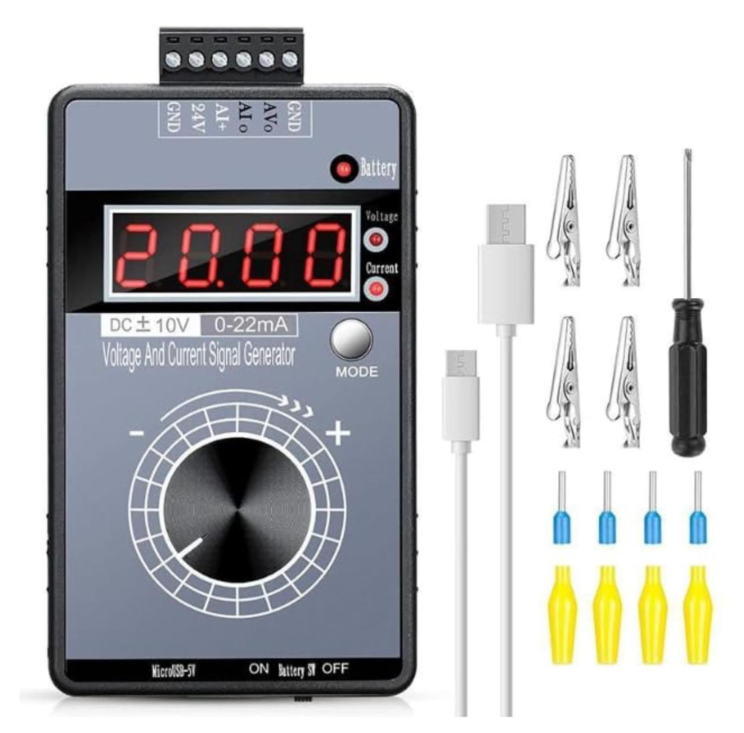 Dripio Signaalgenerator 4-20 mA, spanning ±0-10 V, draagbare kalibrator