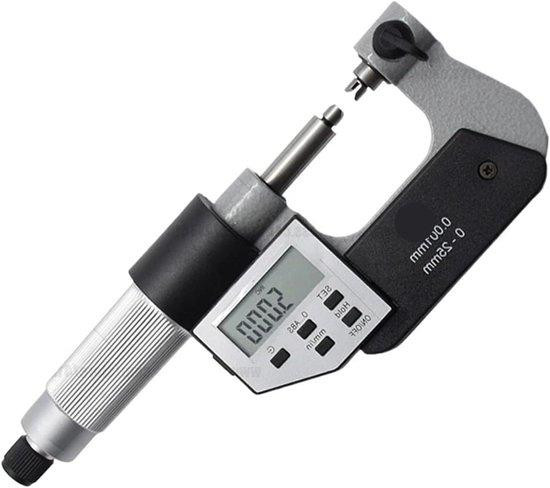 Digitale Micrometer Zilver - Precisie Meetinstrument voor Schroefdraad met Aambeeld - 0-100 mm