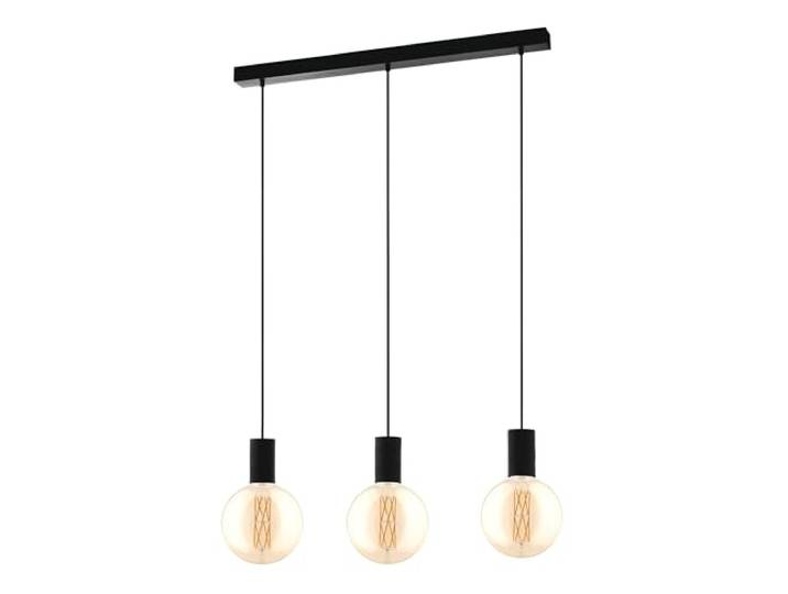 Eglo Suspension luminaire Pozueta à 3 lampes\, supports ampoules suspendus style vintage et industriel\, pour salon et table à manger\, acier noir\, douille E27\, 84 cm