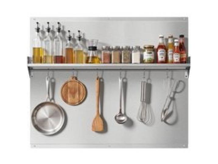 VEVOR Küchenrückwand 91 x 76 cm aus Edelstahl, Wandschutz für Herd und Dunstabzugshaube mit Ablage, Haken und Vorgebohrten Löchern, Robuste Rückwand für Küche, Kochen und Praktische Aufbewahrung