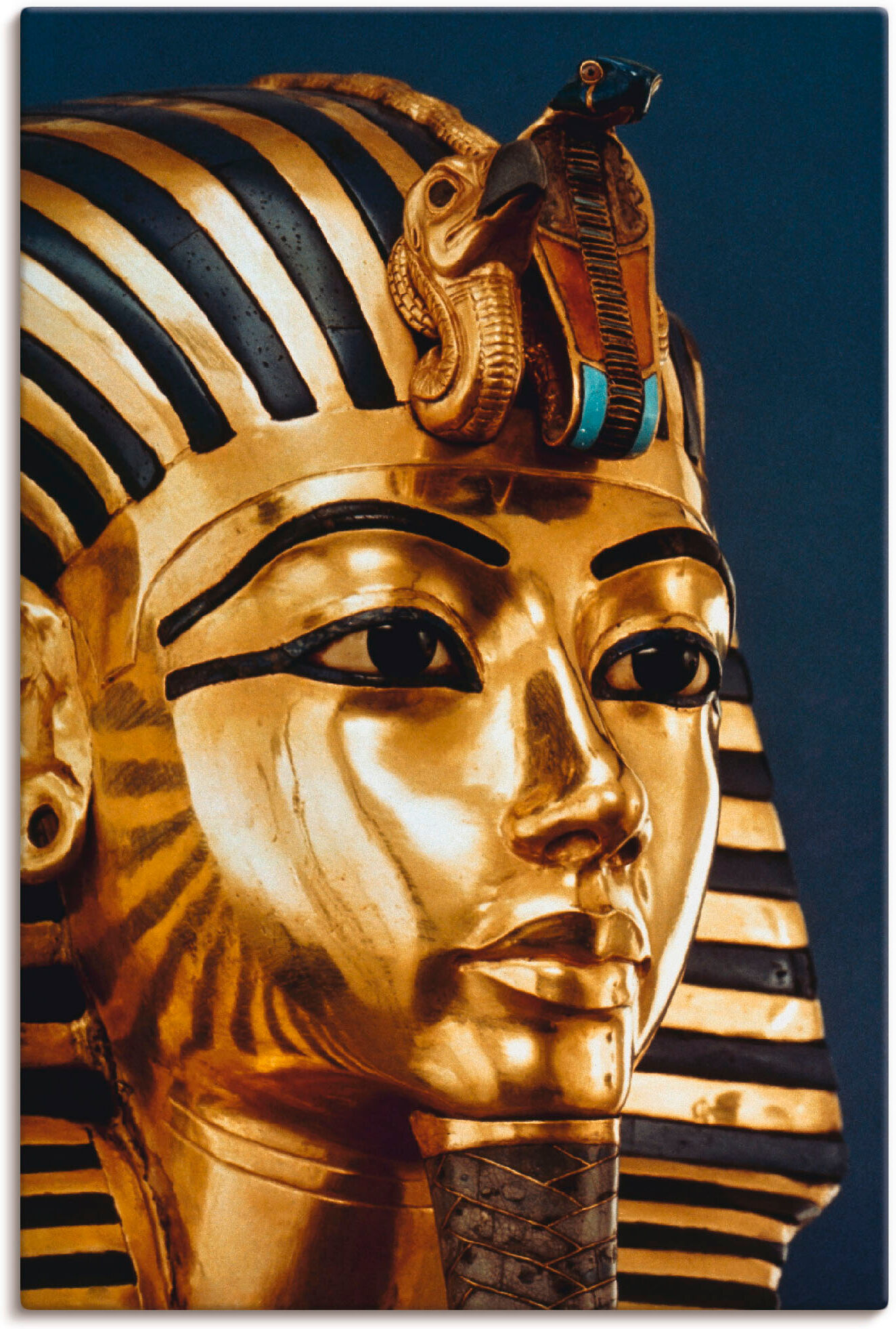 Wandbild ARTLAND "Grabmaske von König Tutanchamun", gold (farbe bild(er): goldfarben), B:40cm H:60cm, Bilder, Wandbild, als Leinwandbild, Poster in verschied. Grössen farbe bild(er): goldfarben B/H/T: 40cm x 60cm, Leinwandbild Menschen Hochformat, 1 Stk.
