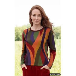 Alpaka-Pullover in Jacquard rost in Größe 40/42 von DW-Shop, Rost, 40/42