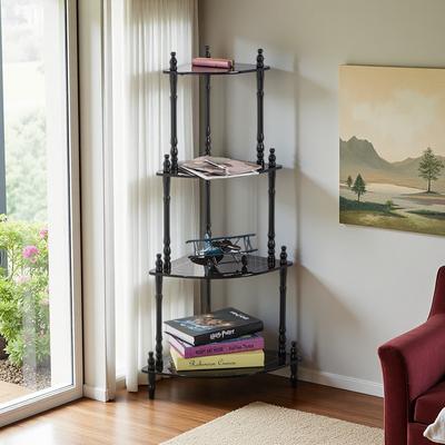 ZWYO HOSIMU "39"" 4-Tier Corner Shelf with Traditional Styling, Dark Cherry Finish, Versatile Display Storage & Durable Composite Wood"