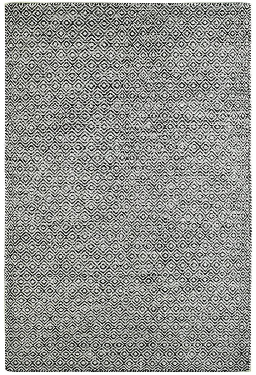 Bombay Wollen Vloerkleed met Ruitenpatroon - Antraciet - 140 x 200 cm