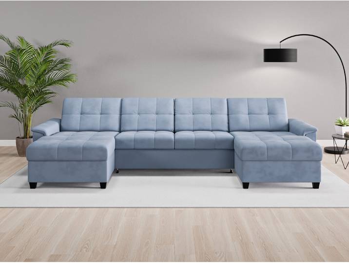 Wohnlandschaft Nairobi Nr. 2 - Blau (Jeansblau) - Vintage Velours