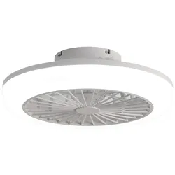 STILVORA Deckenventilator 15x46x46 cm mit LED Beleuchtung dimmbar Fernbedienung Timer 6 Stufen reversibler DC Motor Weiß Metall Holz