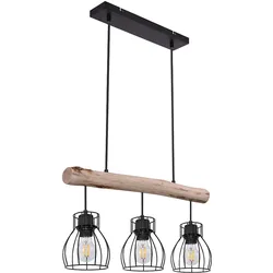 LED Hängeleuchte Pendelleuchte Küchenleuchte Metall schwarz natur L 140 cm