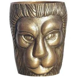 METALLVASE DENDER, Aluminium, handgefertigt, Gold, Ø 18 x 21 cm