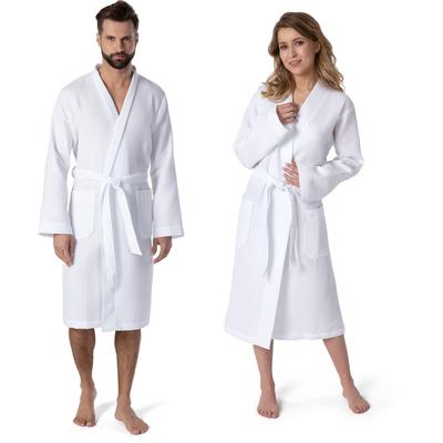 Kimono MÖVE "Homewear, ideal für Sauna & Spa, Hotelbademantel, Morgenmantel" Gr. S, weiß, L:110cm, Piqué, Hausmäntel, Piquée-Oberfläche