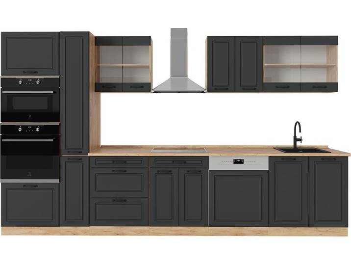 Cuisine complète Vicco R-Line Anthracite Campagne/Chêne doré 350cm \, PT Chêne\, Model 53648