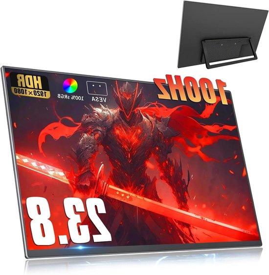 Tragbarer Monitor - Externer Bildschirm - Für produktives Arbeiten - 100 Hz Full HD - 23,8 Zoll - Schwarz