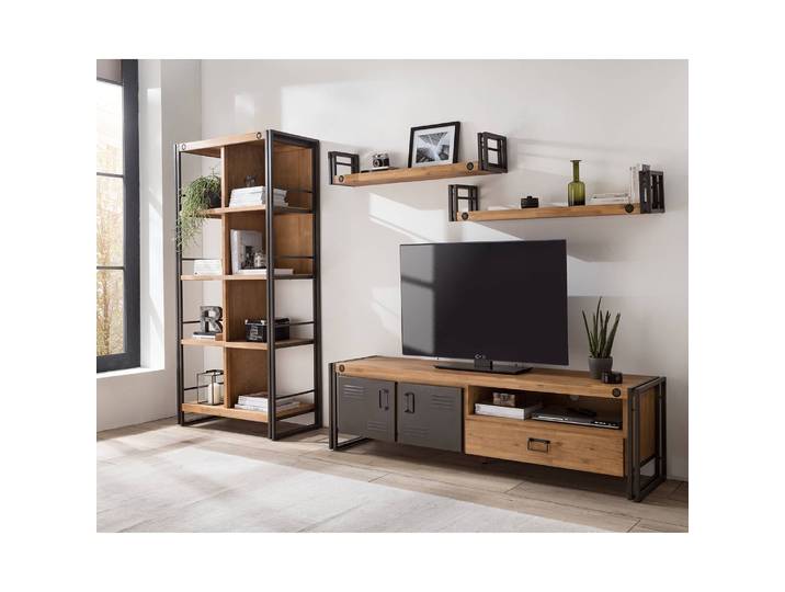 Wandboard mit Seitenleisten Massivholz Akazie, gebürstet & lackiert Braun/Akazie 110cm