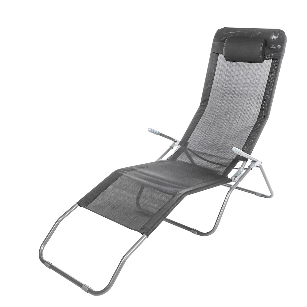 HAUSHALT Saunaliege XXL schwarz und Nackenkissen, 67x116x154cm 16908252