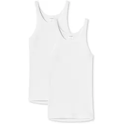 SCHIESSER Unterhemd 2er Pack - Original Doppelripp, Sport-Jacke, ärmellos Weiß / L