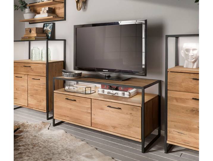 TV-Kommode Fiona in Wildeiche mit schwarzem Metallrahmen – Montierte Lieferung – 3%-Vorkasse-Rabatt