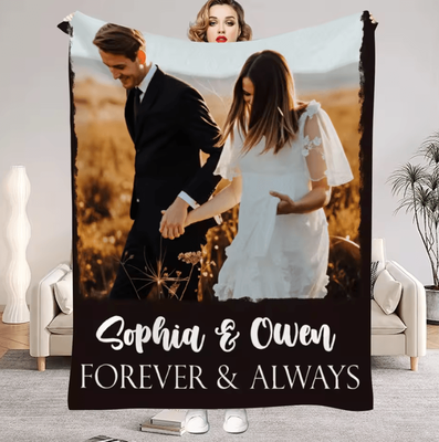 Inspire Curations Personalized Photo Flannel Blanket For Couples 3 75 X 100cm