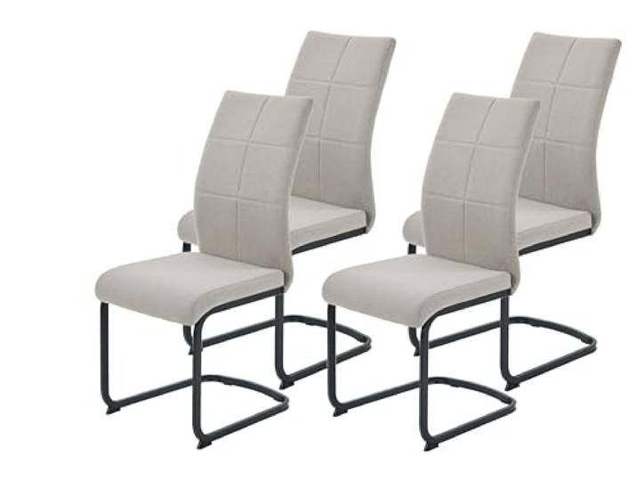 Hela Tische, 4er Set Schwingstuhl Esszimmerstuhl Turin, Webstoff Schlamm, Steppung, Oeko-TEX, Metallgestell Vierkantrohr Schwarz, belastbar 120kg