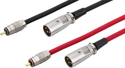 Monacor 0065320 Cinch / XLR Audio Verbindungskabel [1x Cinch-Stecker - 1x XLR-Stecker] 1.5m Rot/Schwarz