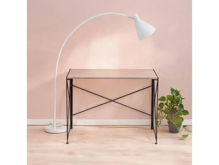Petit bureau pliable effet bois naturel 99x50 cm montage rapide – Structure métal espace réduit