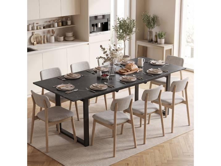 HOMCOM Table Extensible 140-180cm 6-8 Pers. Rectangulaire Noir
