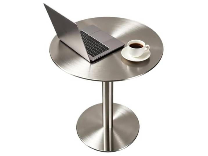 Runder Tisch quadratischer Wohnzimmer-Beistelltisch Couchtische Edelstahl Bartisch, moderne Bistro-Pub-Tische, kleiner Cocktailtisch(Round,80x80x95cm)