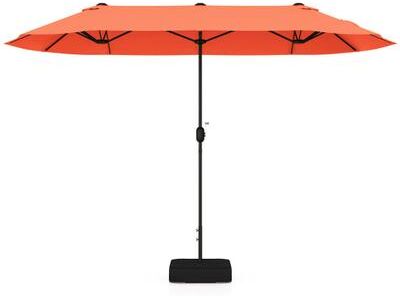 Costway 13 Feet Double-Sided Patio Twin Table Umbrella with Crank Handle-Orange