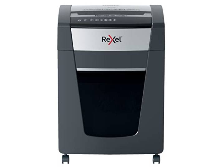 Rexel Aktenvernichter Momentum Extra P420+, Partikelschnitt, 22-20 Blatt A4 (70-80 g/m²) Kapazität, Sicherheitsstufe P4, Anti-Papierstau-Technologie, 30L Abfallbehälter, Schredder, schwarz, 2021420XEU