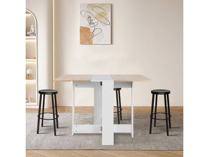 MIPAN. Table À Manger Pour 2 À 6 Personnes - Table Pliable - 103 X 76 X 73 CM - Blanc + Chêne