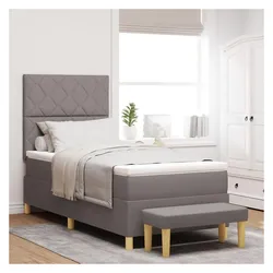 vidaXL, Boxspringbett, Boxspringbett mit Matratze & Bank taupe 90x190 cm Stoff (90 x 190 cm)