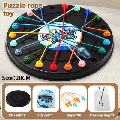 Inspired Finds 2025 Kids Rope Knot Decoding Logic Training Puzzle Toy 7.87 Inches