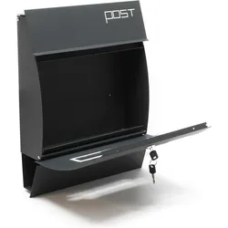 Wiltec, Briefkasten, Set Briefkasten V4 Anthrazit 350x95x445mm Ständer Schloss beschichtet (50 x 13.50 x 120 cm)