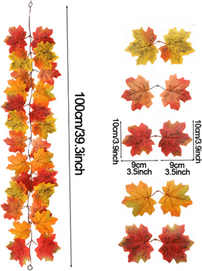 Inspire Picks Artificial Maple Leaf Garland Autumn Vine Decor For Thanksgiving & Halloween 1m Style G