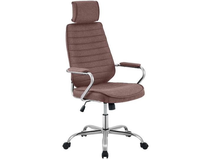 CLP Chefsessel Stoff Braun, Metall, 60x117x67 cm, Büromöbel, Bürostühle, Drehstühle