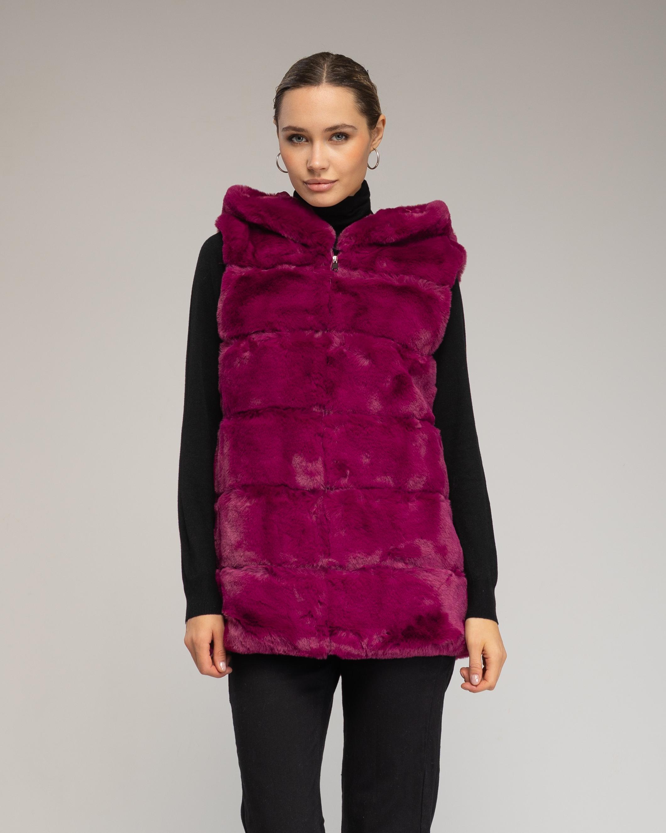 Leren vest met capuchon