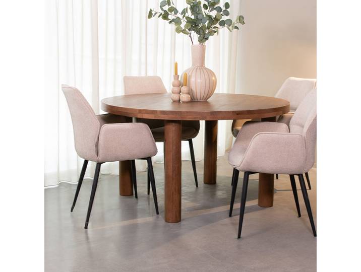 LABEL51 Eetkamertafel Elly - Nature Smooth - Mangohout - 140 cm - Rond