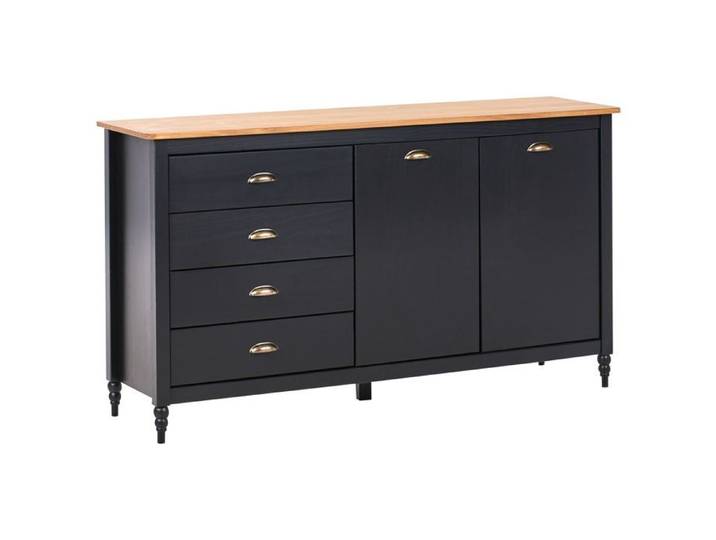 Commode 2 portes SHILLINGTON Bois de pin Noir